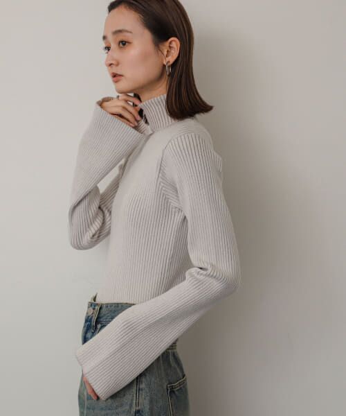 セール】 フレアスリーブリブタートルセーター （ニット