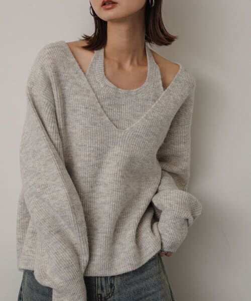 MARK&LONA ボアセーター美品！ セール】 ホルターネックアンサンブルセーター （ニット