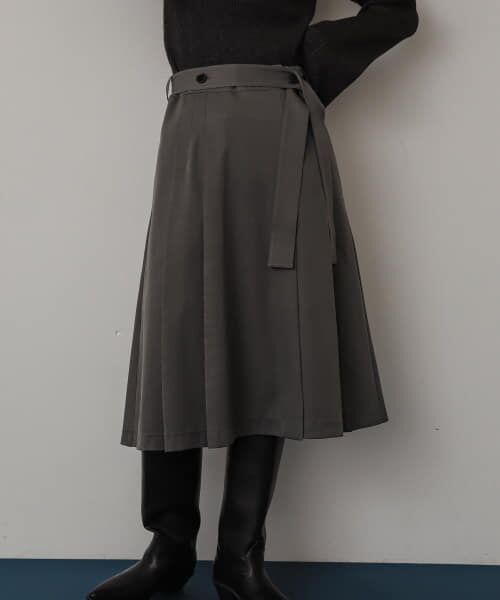 ＊＊SENSE OF PLACE by URBAN RESEARCH / センスオブプレイス バイ アーバンリサーチ スカート | プリーツミディスカート（GRAY）