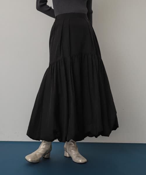 ＊＊SENSE OF PLACE by URBAN RESEARCH / センスオブプレイス バイ アーバンリサーチ スカート | バルーンティアードスカート（BLACK）