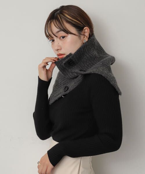 ＊＊SENSE OF PLACE by URBAN RESEARCH / センスオブプレイス バイ アーバンリサーチ ネックウォーマー・イヤーマフ | サイドスリットウォーマー（CHARCOAL）