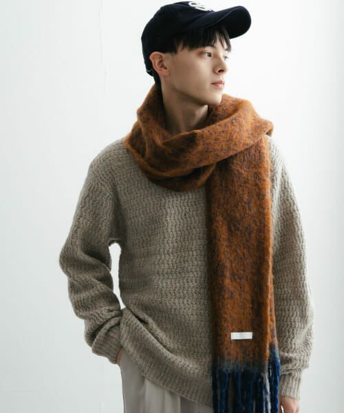＊＊SENSE OF PLACE by URBAN RESEARCH / センスオブプレイス バイ アーバンリサーチ マフラー・ショール・スヌード・ストール | ミックスボリューム大判マフラー（BROWN）