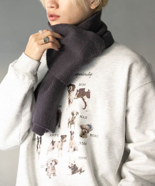 ＊＊SENSE OF PLACE by URBAN RESEARCH / センスオブプレイス バイ アーバンリサーチ マフラー・ショール・スヌード・ストール | プレーンニットマフラー（CHARCOAL）