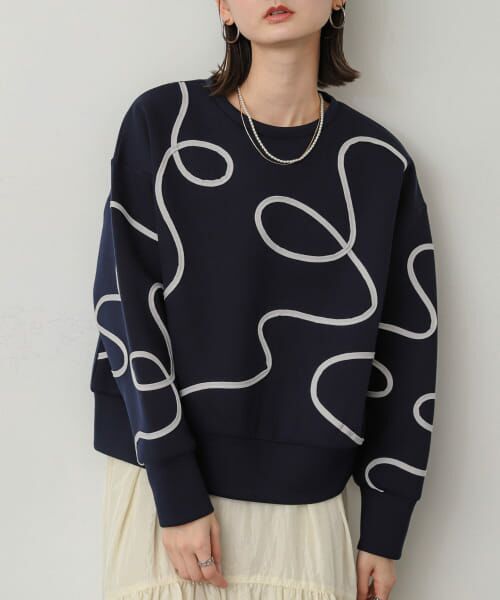 ＊＊SENSE OF PLACE by URBAN RESEARCH / センスオブプレイス バイ アーバンリサーチ スウェット | コードシシュウダンボールトップ（NAVY）