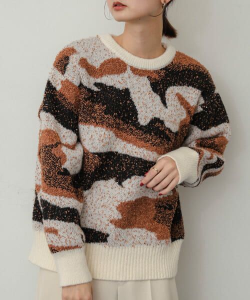 ＊＊SENSE OF PLACE by URBAN RESEARCH / センスオブプレイス バイ アーバンリサーチ ニット・セーター | ニュアンスパターンラメセーター（O.WHT×BRN）
