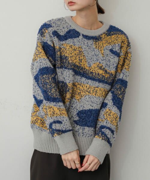 ＊＊SENSE OF PLACE by URBAN RESEARCH / センスオブプレイス バイ アーバンリサーチ ニット・セーター | ニュアンスパターンラメセーター（GRY×YEL）