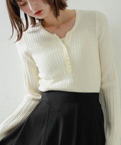 『WEB/一部店舗限定カラー』ヘンリーネックミニケーブルセーター