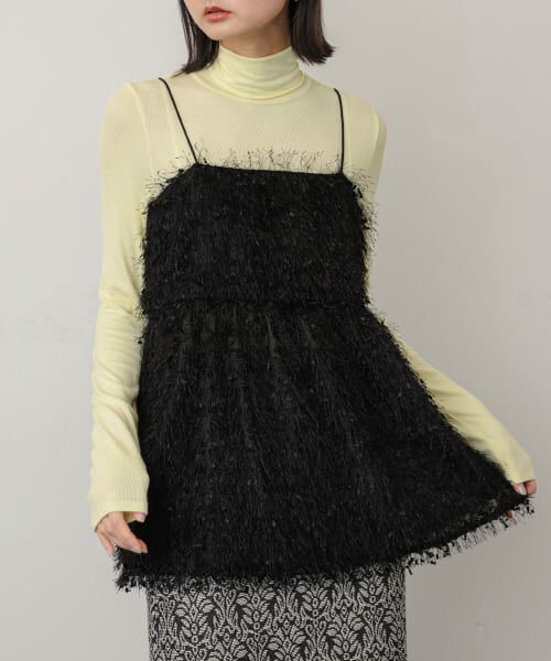 ＊＊SENSE OF PLACE by URBAN RESEARCH / センスオブプレイス バイ アーバンリサーチ その他トップス | フェザーフリンジキャミビスチェ（BLACK）