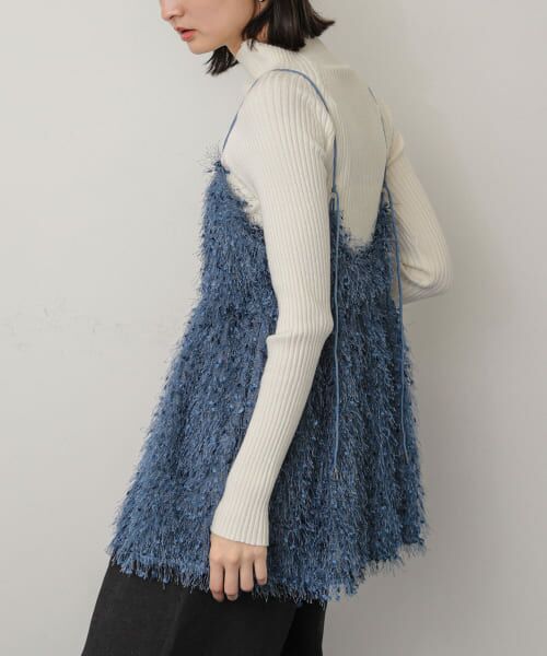 ＊＊SENSE OF PLACE by URBAN RESEARCH / センスオブプレイス バイ アーバンリサーチ その他トップス | フェザーフリンジキャミビスチェ（BLUE）