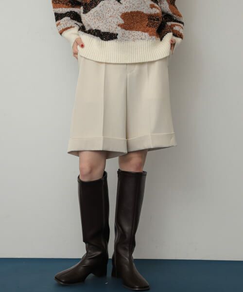 ＊＊SENSE OF PLACE by URBAN RESEARCH / センスオブプレイス バイ アーバンリサーチ ショート・ハーフ・半端丈パンツ | ダブルバミューダパンツ（IVORY）