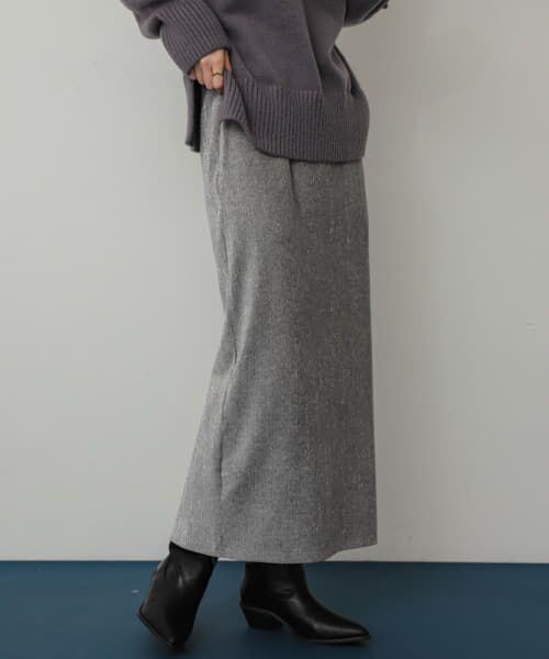＊＊SENSE OF PLACE by URBAN RESEARCH / センスオブプレイス バイ アーバンリサーチ スカート | ラメカットコールナロースカート（GRAY）