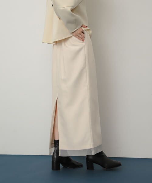＊＊SENSE OF PLACE by URBAN RESEARCH / センスオブプレイス バイ アーバンリサーチ スカート | オーガンジーレイヤードスカート（IVORY）
