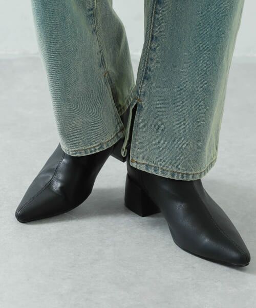 ＊＊SENSE OF PLACE by URBAN RESEARCH / センスオブプレイス バイ アーバンリサーチ ブーツ（ショート丈） | センターシームポインテッドブーツ（BLACK）