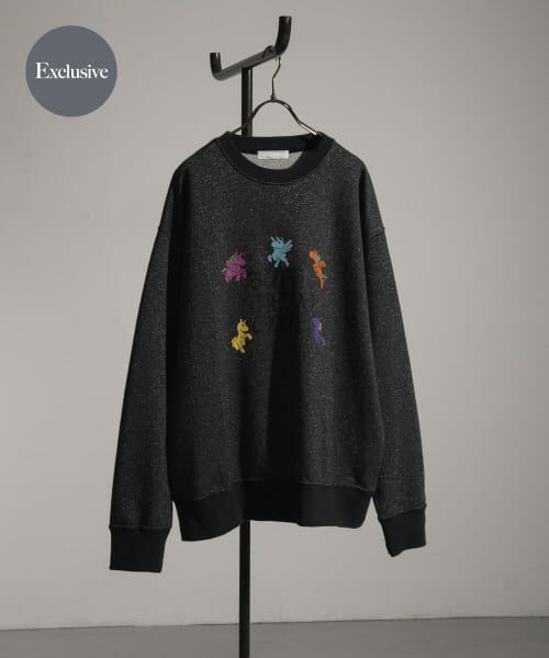 ＊＊SENSE OF PLACE by URBAN RESEARCH / センスオブプレイス バイ アーバンリサーチ スウェット | 『別注』SHUHEI KOKI×SENSE OF PLACE　ラメスウェット（CHARCOAL）