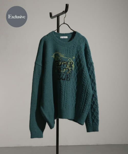 ＊＊SENSE OF PLACE by URBAN RESEARCH / センスオブプレイス バイ アーバンリサーチ ニット・セーター | 『別注』SHUHEI KOKI×SENSE OF PLACE　プリントニット（BLUE）