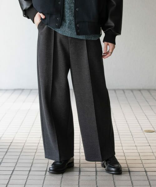 ＊＊SENSE OF PLACE by URBAN RESEARCH / センスオブプレイス バイ アーバンリサーチ その他パンツ | メルトンライクワイドパンツ（CHARCOAL）