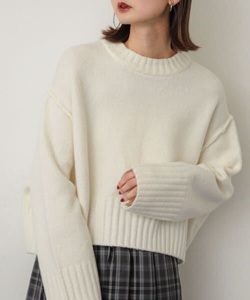 ＊＊SENSE OF PLACE by URBAN RESEARCH / センスオブプレイス バイ アーバンリサーチ ニット・セーター | ワイドリブクルーネックセーター（IVORY）