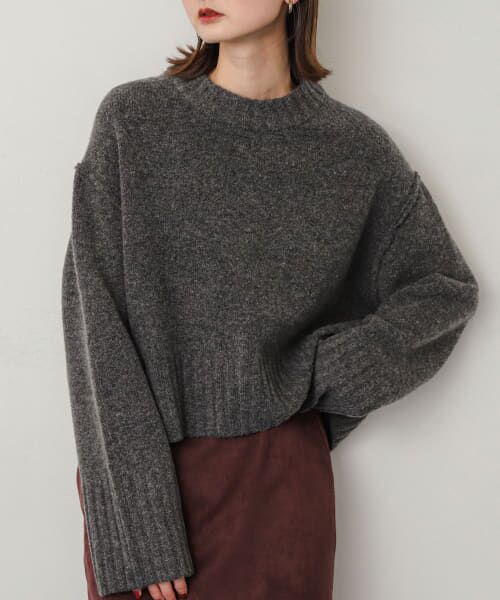 ＊＊SENSE OF PLACE by URBAN RESEARCH / センスオブプレイス バイ アーバンリサーチ ニット・セーター | ワイドリブクルーネックセーター（CHARCOAL）