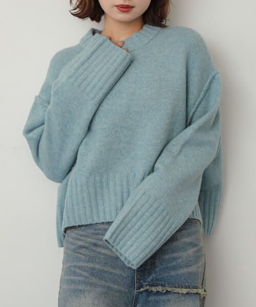 ＊＊SENSE OF PLACE by URBAN RESEARCH / センスオブプレイス バイ アーバンリサーチ ニット・セーター | ワイドリブクルーネックセーター（L.BLUE）