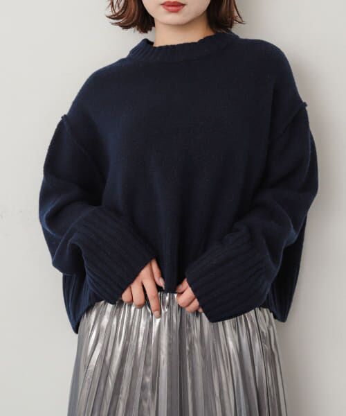 ＊＊SENSE OF PLACE by URBAN RESEARCH / センスオブプレイス バイ アーバンリサーチ ニット・セーター | ワイドリブクルーネックセーター（NAVY）
