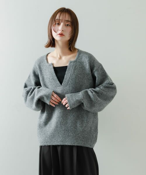 セール】 キーネックコクーンスリーブセーター （ニット