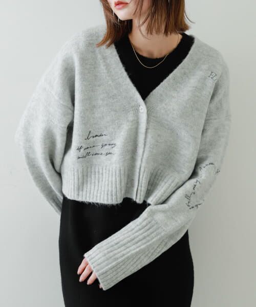 ＊＊SENSE OF PLACE by URBAN RESEARCH / センスオブプレイス バイ アーバンリサーチ ワンピース | シシュウカーディガンセットワンピース（GRY×BLK）