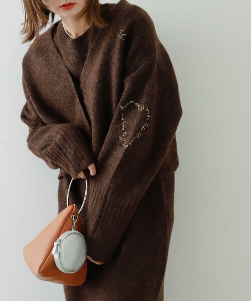＊＊SENSE OF PLACE by URBAN RESEARCH / センスオブプレイス バイ アーバンリサーチ ワンピース | シシュウカーディガンセットワンピース（BROWN）