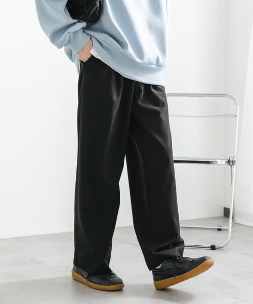 ＊＊SENSE OF PLACE by URBAN RESEARCH / センスオブプレイス バイ アーバンリサーチ その他パンツ | 『イージーケア』ダブルタックワイドパンツ（BLACK）