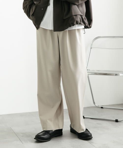 ＊＊SENSE OF PLACE by URBAN RESEARCH / センスオブプレイス バイ アーバンリサーチ その他パンツ | 『イージーケア』ダブルタックワイドパンツ（GREIGE）