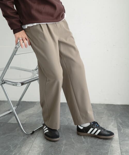 ＊＊SENSE OF PLACE by URBAN RESEARCH / センスオブプレイス バイ アーバンリサーチ その他パンツ | 『イージーケア』ダブルタックワイドパンツ（KHAKI）