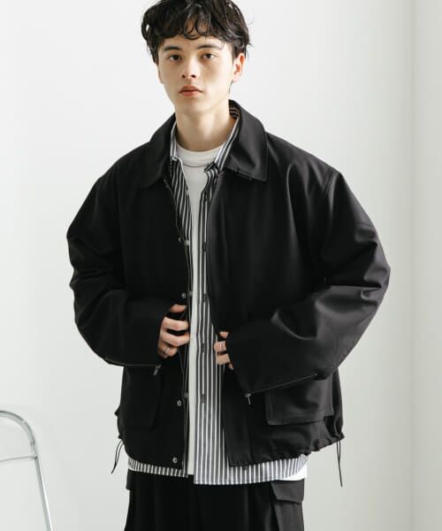 ＊＊SENSE OF PLACE by URBAN RESEARCH / センスオブプレイス バイ アーバンリサーチ ブルゾン | 『セットアップ対応』ダブルポケットドローコードブルゾン（BLACK）