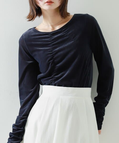 ＊＊SENSE OF PLACE by URBAN RESEARCH / センスオブプレイス バイ アーバンリサーチ Tシャツ | シアーベロアTシャツ（NAVY）