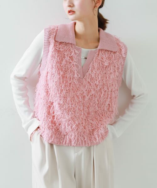 ＊＊SENSE OF PLACE by URBAN RESEARCH / センスオブプレイス バイ アーバンリサーチ ベスト | ループヤーンニットベスト（L.PINK）
