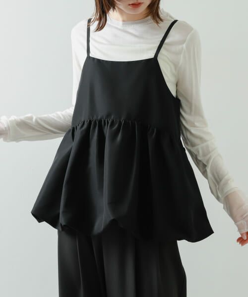 ＊＊SENSE OF PLACE by URBAN RESEARCH / センスオブプレイス バイ アーバンリサーチ キャミソール・チューブトップ | ラウンドバルーンキャミトップ（BLACK）