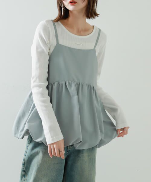 ＊＊SENSE OF PLACE by URBAN RESEARCH / センスオブプレイス バイ アーバンリサーチ キャミソール・チューブトップ | ラウンドバルーンキャミトップ（GRAY）