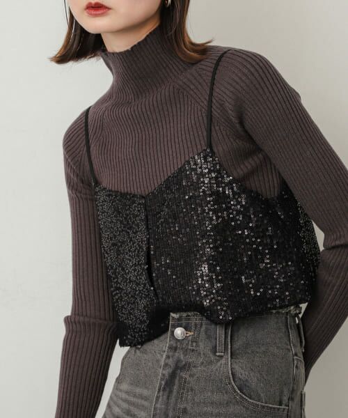 ＊＊SENSE OF PLACE by URBAN RESEARCH / センスオブプレイス バイ アーバンリサーチ その他トップス | スパンコールホックビスチェ（BLACK）