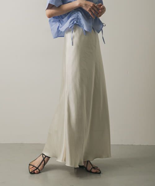 ＊＊SENSE OF PLACE by URBAN RESEARCH / センスオブプレイス バイ アーバンリサーチ スカート | 『一部WEB限定カラー』ナローサテンスカート（IVORY）