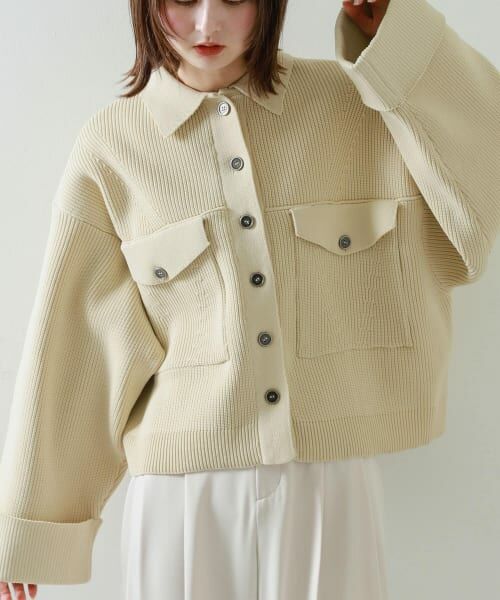 yu♡バリエーションニットジャケット ヴァンソンエミレイユ ジップアップ ジャケット 8GG AZE