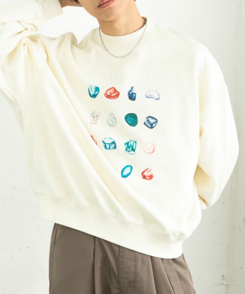 ＊＊SENSE OF PLACE by URBAN RESEARCH / センスオブプレイス バイ アーバンリサーチ スウェット | Gem Stone Cropped Sweat（IVORY）