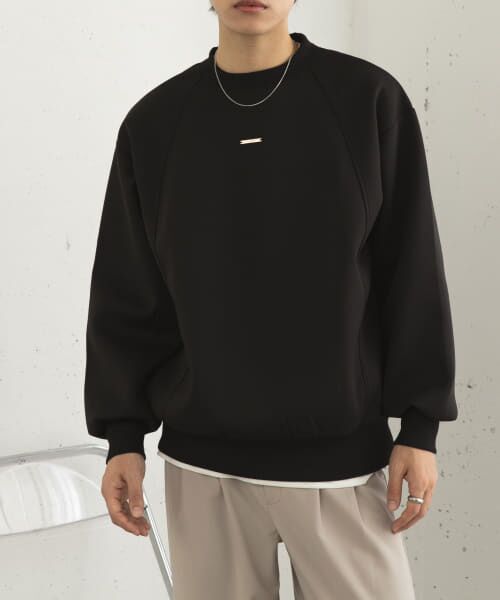＊＊SENSE OF PLACE by URBAN RESEARCH / センスオブプレイス バイ アーバンリサーチ スウェット | ポンチプレートキリカエスウェット（BLACK）