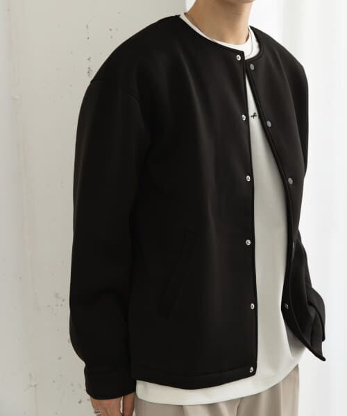 ＊＊SENSE OF PLACE by URBAN RESEARCH / センスオブプレイス バイ アーバンリサーチ カーディガン・ボレロ | ポンチクルーネックカーディガン（BLACK）