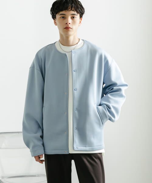 ＊＊SENSE OF PLACE by URBAN RESEARCH / センスオブプレイス バイ アーバンリサーチ カーディガン・ボレロ | ポンチクルーネックカーディガン（BLUE）