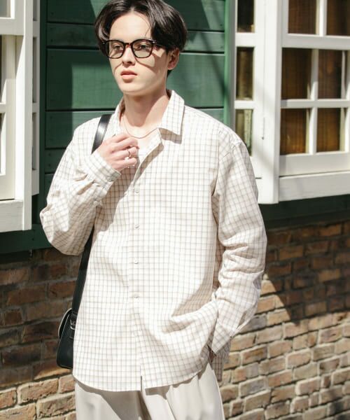 ＊＊SENSE OF PLACE by URBAN RESEARCH / センスオブプレイス バイ アーバンリサーチ シャツ・ブラウス | 『ユニセックス』グラフチェックルーズシャツ（WHT×ORN）