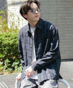 オンブレチェックルーズシャツ