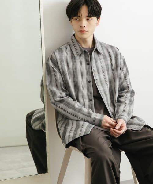 ＊＊SENSE OF PLACE by URBAN RESEARCH / センスオブプレイス バイ アーバンリサーチ シャツ・ブラウス | オンブレチェックルーズシャツ（L.GRAY）