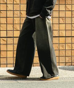 『ユニセックス』『セットアップ対応』ヴィンテージライクデニムワイドパンツ