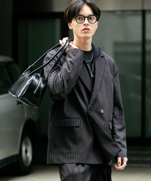 ＊＊SENSE OF PLACE by URBAN RESEARCH / センスオブプレイス バイ アーバンリサーチ その他アウター | 『セットアップ対応』ピンストライプルーズテーラードジャケット（BLACK）