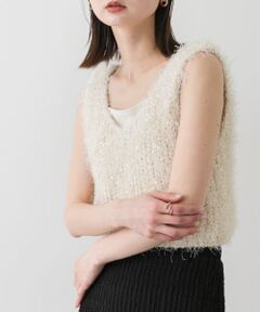 クロップドフェザーヤーンニットベスト