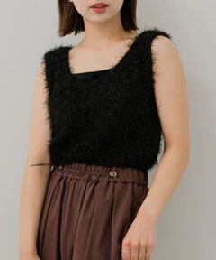クロップドフェザーヤーンニットベスト