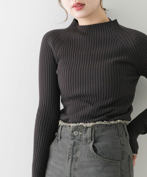 ＊＊SENSE OF PLACE by URBAN RESEARCH / センスオブプレイス バイ アーバンリサーチ ニット・セーター | プチハイネックセーター（BLK×GRY）
